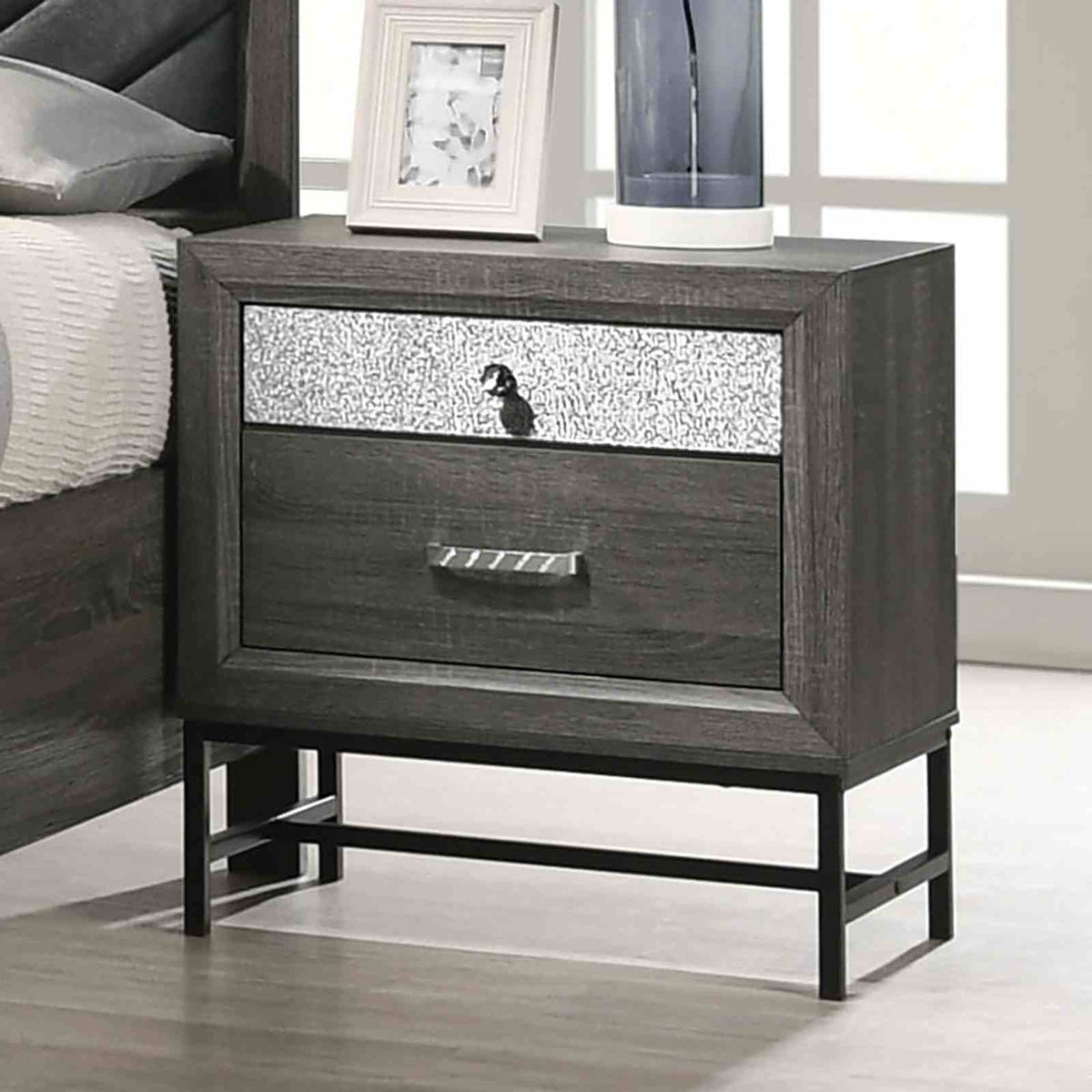 Voleta Gray 5 Pc Queen Bedroom Set from Furniture of America - Luna Furniture