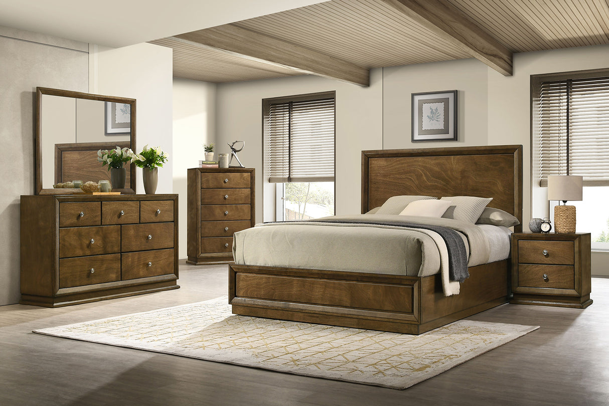 Kirkham Walnut King Panel Bed from Furniture of America - Luna Furniture