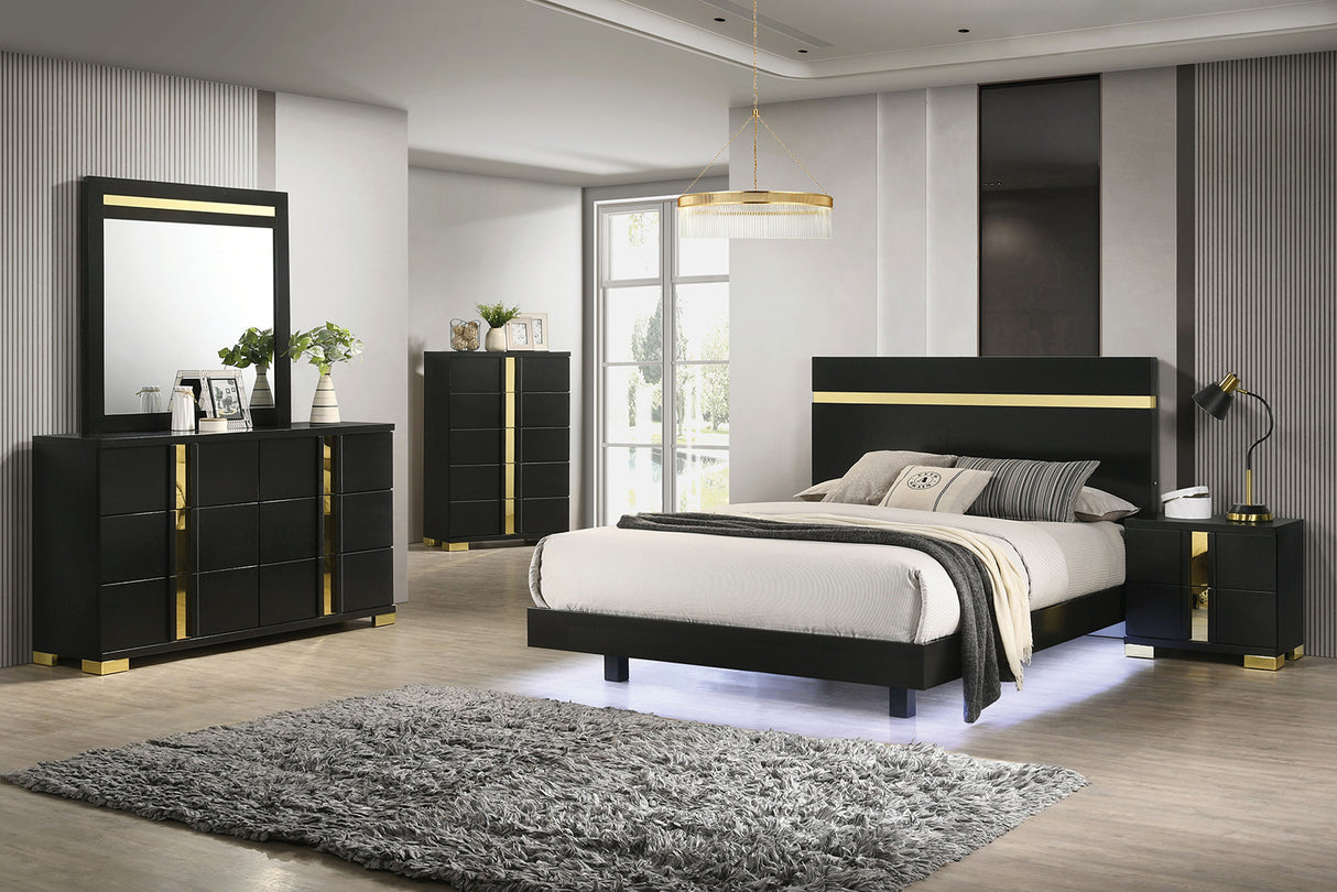 Lillestrom Black/Gold Contemporary Youth Bedroom Set from Furniture of America - Luna Furniture