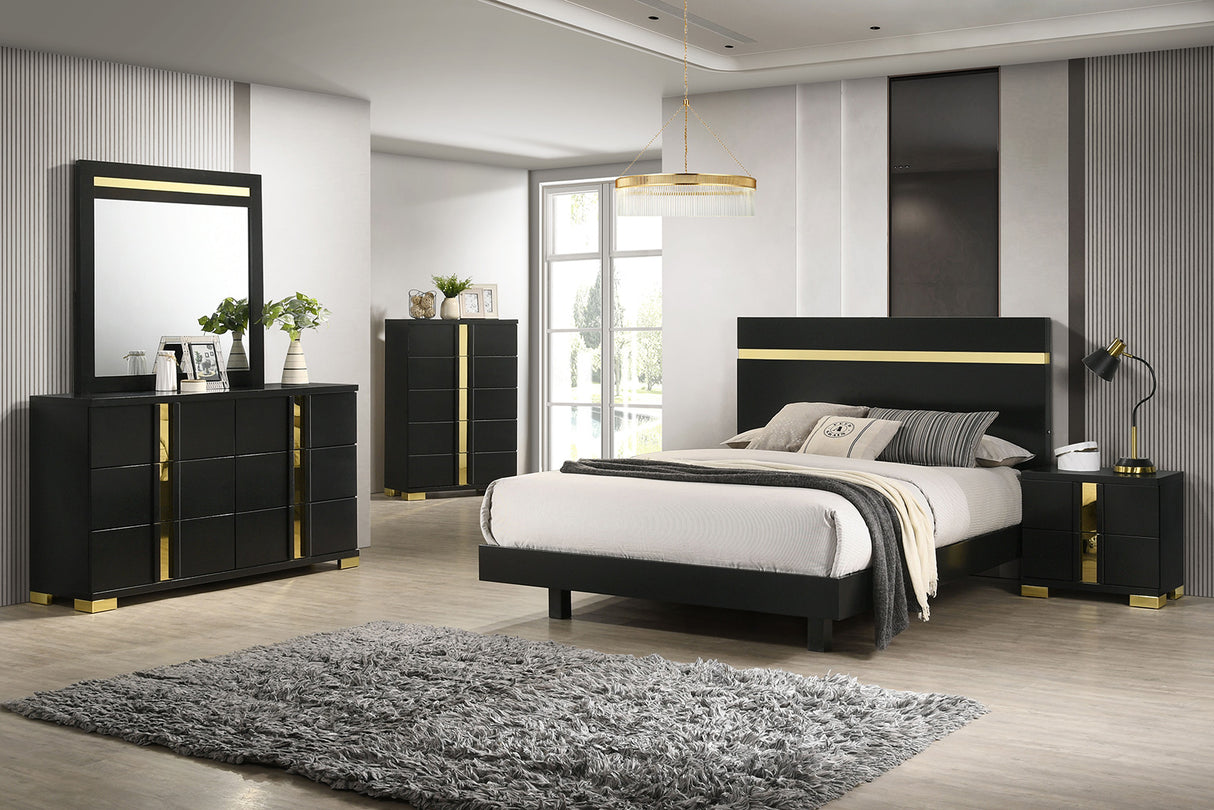 Lillestrom Black/Gold Contemporary Youth Bedroom Set from Furniture of America - Luna Furniture