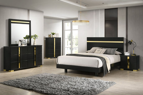Lillestrom Black/Gold Contemporary Youth Bedroom Set from Furniture of America - Luna Furniture