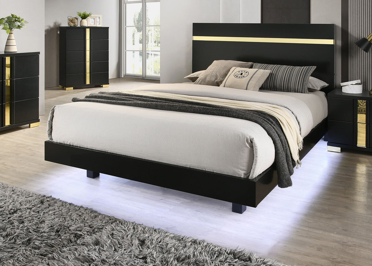 Lillestrom Black/Gold Contemporary Youth Bedroom Set from Furniture of America - Luna Furniture