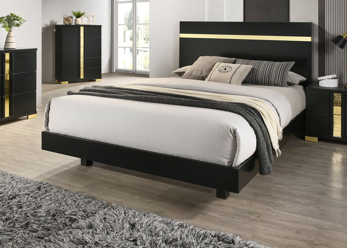 Lillestrom Black/Gold Contemporary Youth Bedroom Set from Furniture of America - Luna Furniture