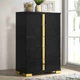 Lillestrom Black/Gold 5 Pc Queen Bedroom Set from Furniture of America - Luna Furniture
