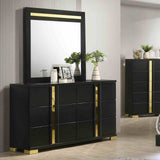 Lillestrom Black/Gold 5 Pc Queen Bedroom Set from Furniture of America - Luna Furniture