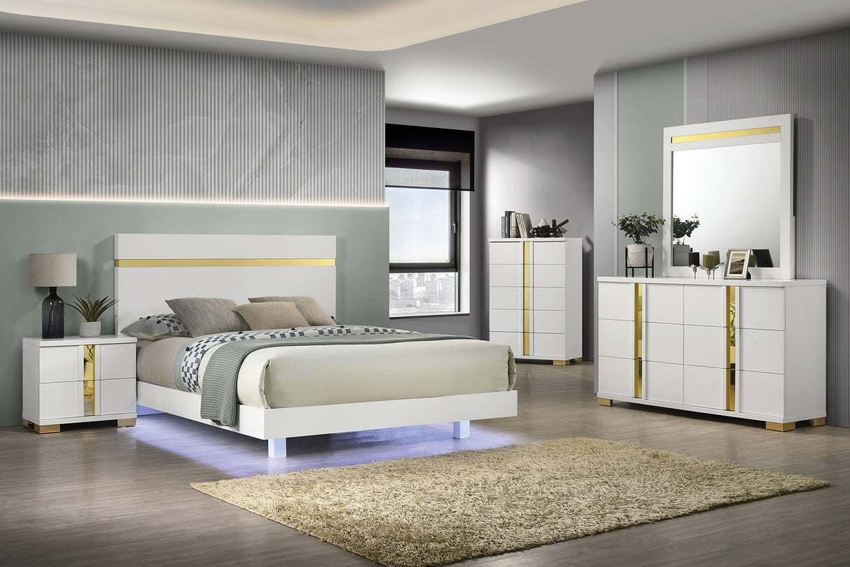 Lillestrom White/Gold Contemporary Youth Bedroom Set from Furniture of America - Luna Furniture
