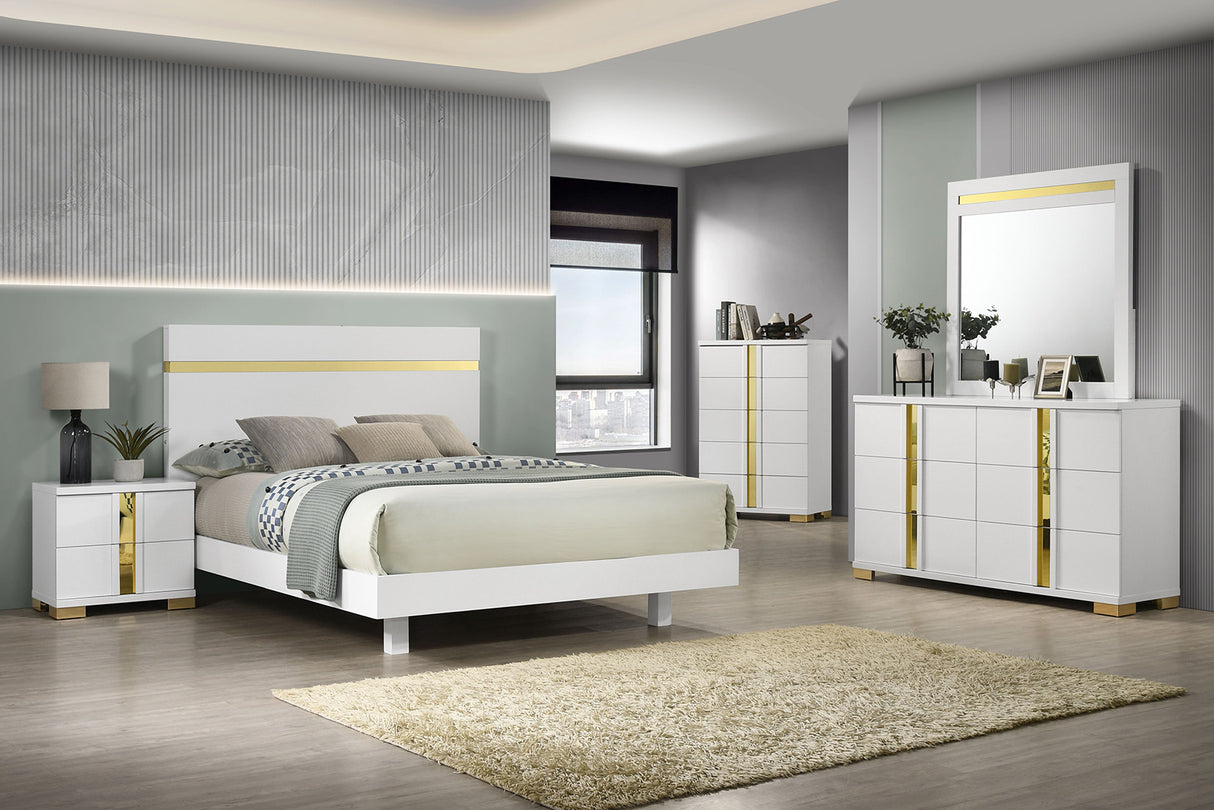Lillestrom White/Gold Contemporary Youth Bedroom Set from Furniture of America - Luna Furniture