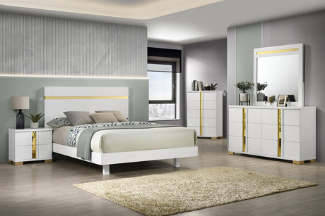 Lillestrom White/Gold Contemporary Youth Bedroom Set from Furniture of America - Luna Furniture