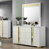 Lillestrom White/Gold 5 Pc Queen Bedroom Set from Furniture of America - Luna Furniture