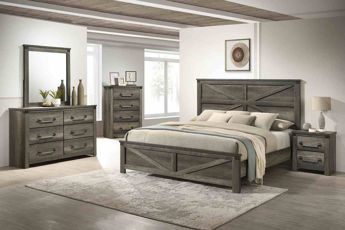 Britonale Rustic Gray 5 Pc Queen Bedroom Set from Furniture of America - Luna Furniture