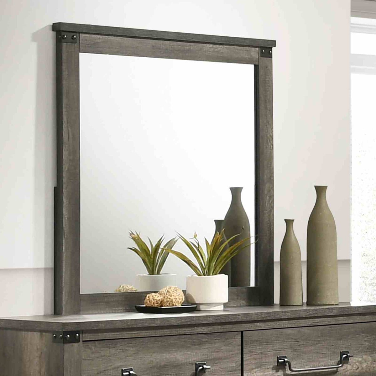 Britonale Rustic Gray 5 Pc Queen Bedroom Set from Furniture of America - Luna Furniture