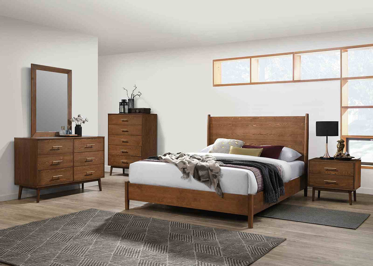 Tromso Walnut 5 Pc Queen Bedroom Set from Furniture of America - Luna Furniture