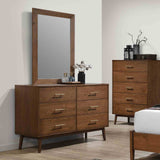 Thusis Walnut/Beige 5 Pc Queen Bedroom Set from Furniture of America - Luna Furniture