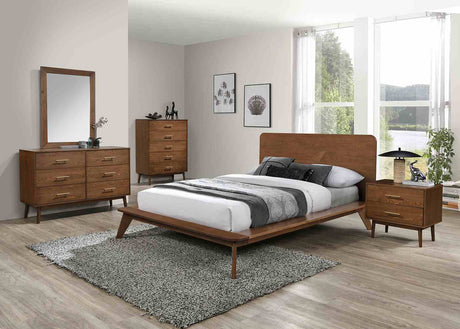 Stathelle Walnut 5-Piece Queen Bedroom Set from Furniture of America - Luna Furniture