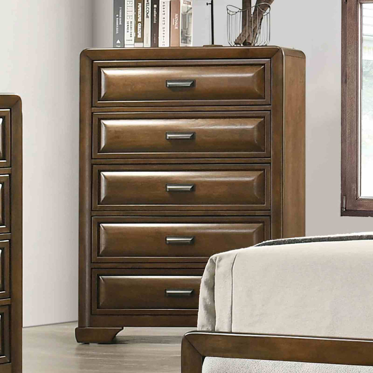 Caerwys Brown/Light Gray 5 Pc Queen Bedroom Set from Furniture of America - Luna Furniture