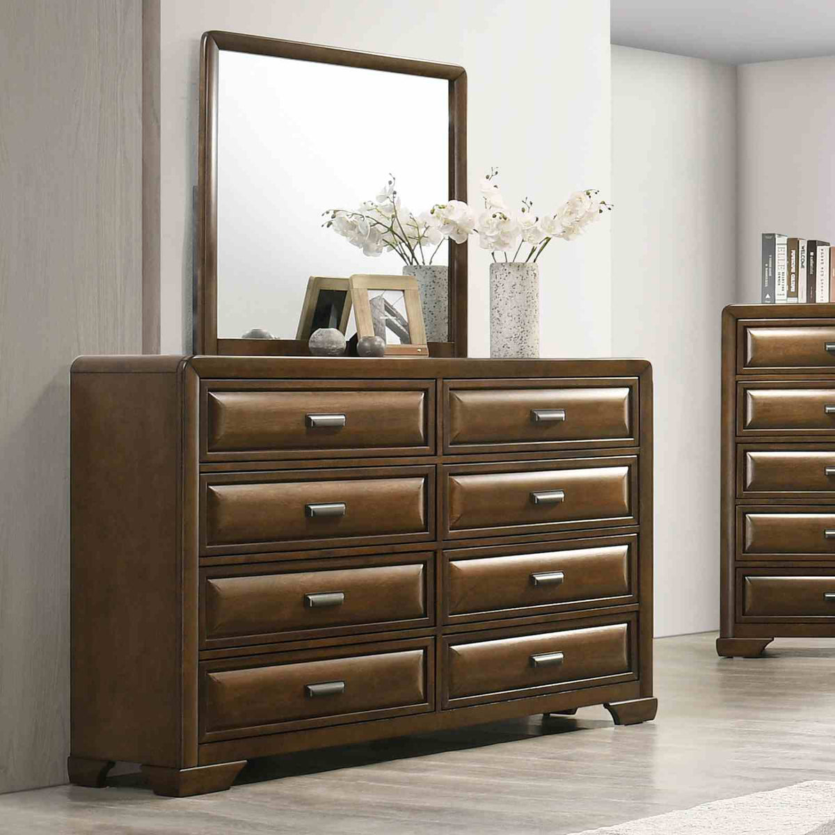Caerwys Brown/Light Gray 5 Pc Queen Bedroom Set from Furniture of America - Luna Furniture