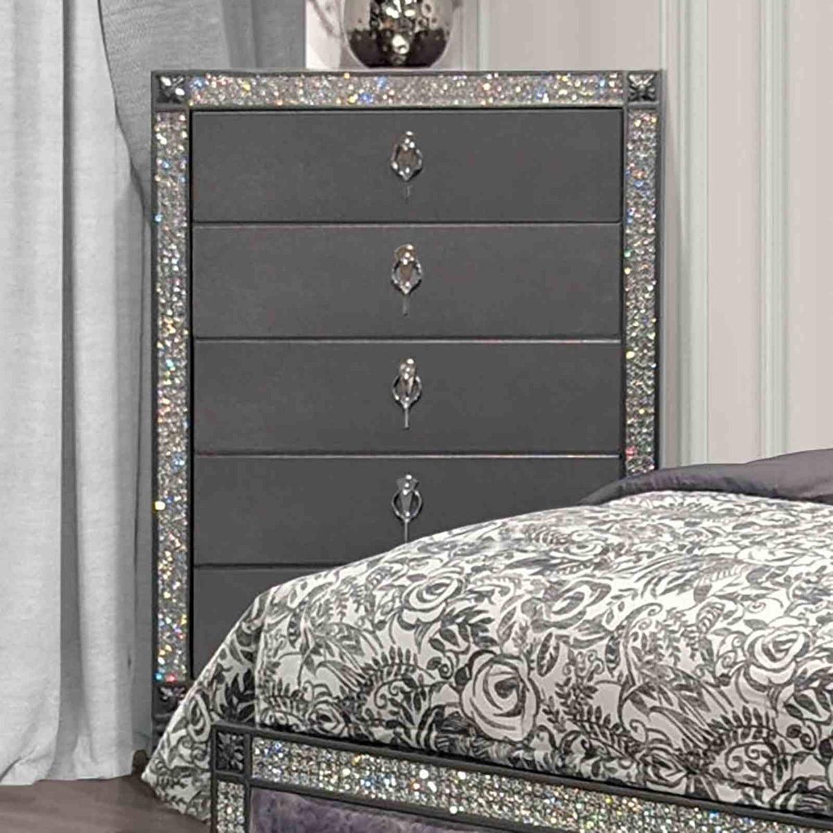 Titania Gray 5 Pc Queen Bedroom Set from Furniture of America - Luna Furniture