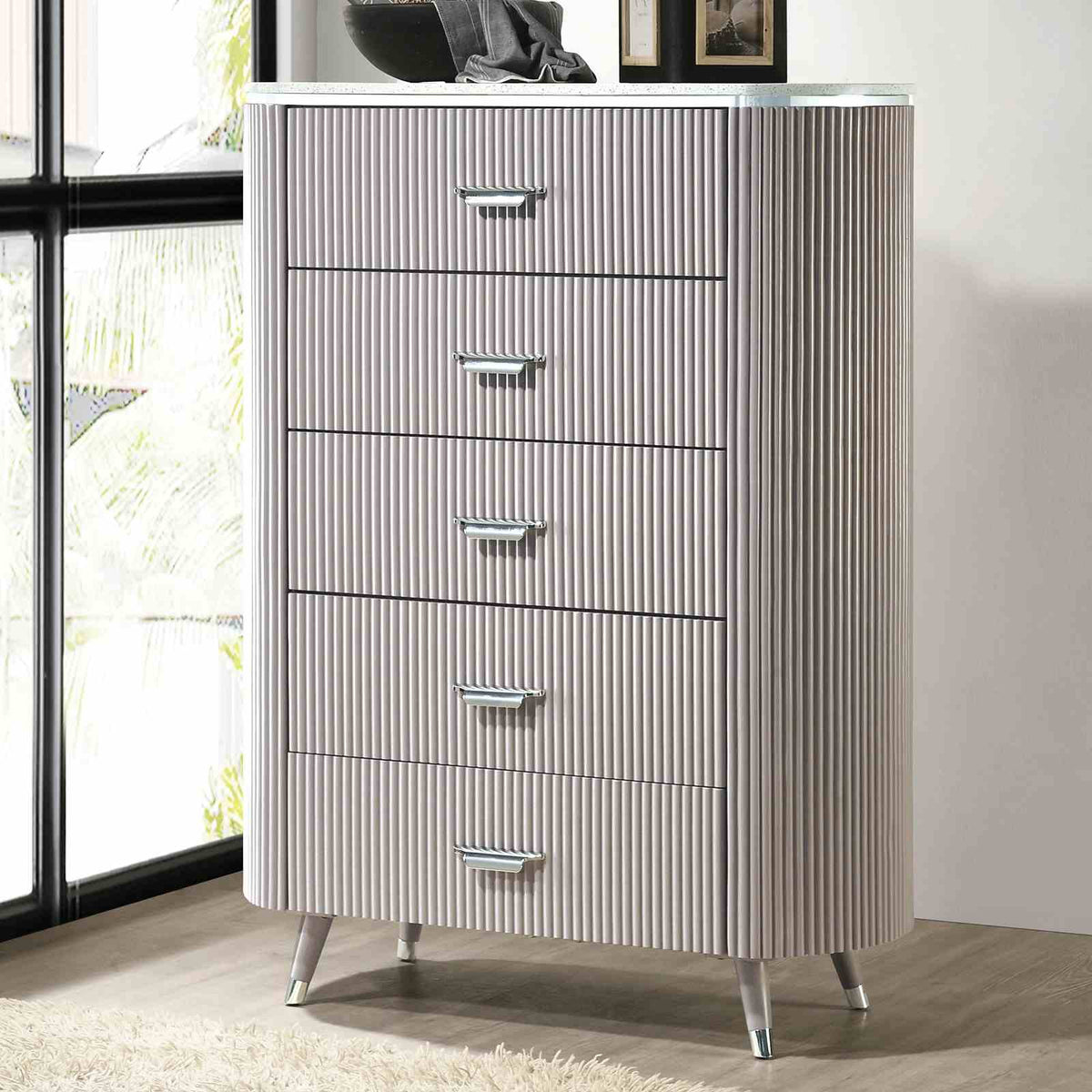 Aldridge Light Gray 5 Pc Queen Bedroom Set from Furniture of America - Luna Furniture