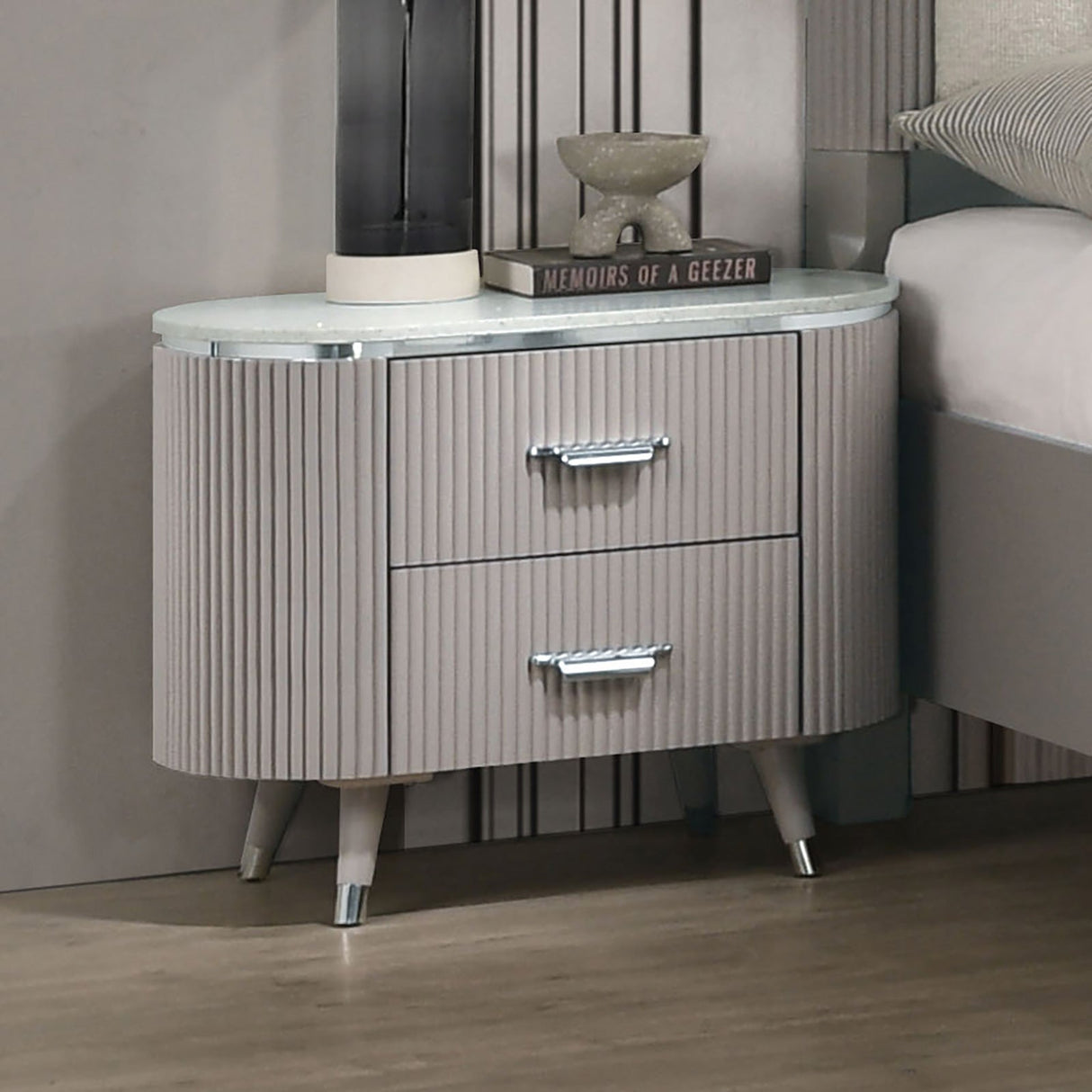 Aldridge Light Gray Nightstand from Furniture of America - Luna Furniture