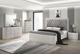 Aldgate Light Gray King Panel Upholstered Panel Bed from Furniture of America - Luna Furniture