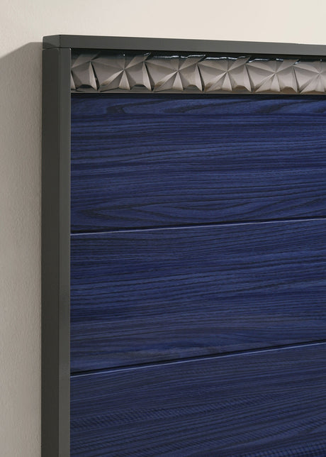 Morcote Ash Gray/Indigo Blue King Bed from Furniture of America - Luna Furniture