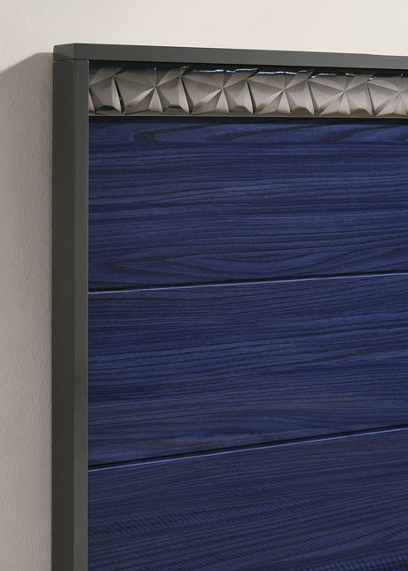 Morcote Ash Gray/Indigo Blue Queen Bed from Furniture of America - Luna Furniture
