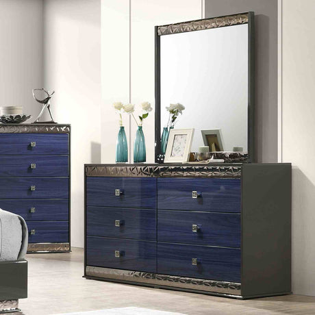 Hartlepool Ash Gray/Indigo Blue 5-Piece Queen Bedroom Set from Furniture of America - Luna Furniture