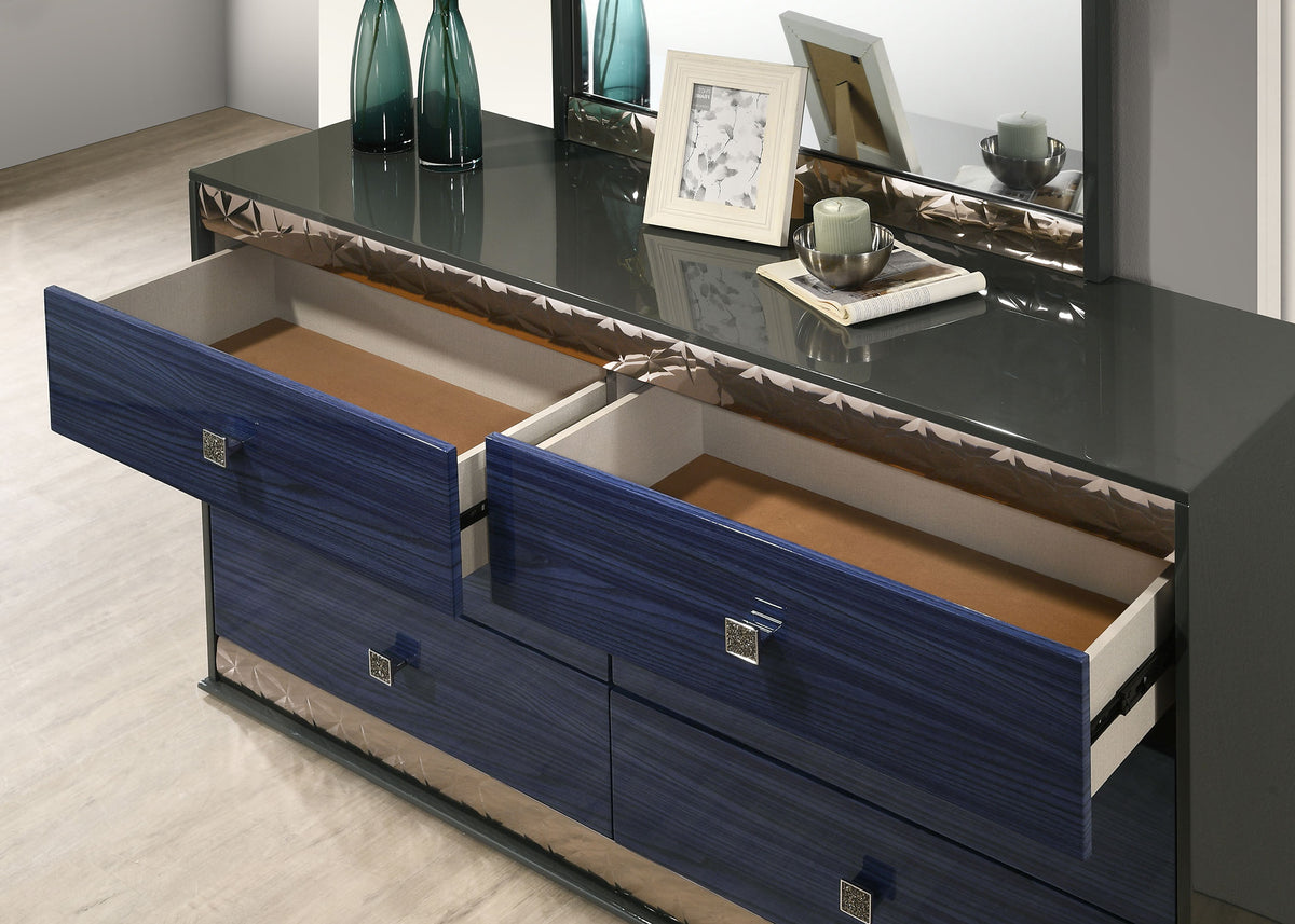 Hartlepool Ash Gray/Indigo Blue 5 Pc Queen Bedroom Set from Furniture of America - Luna Furniture