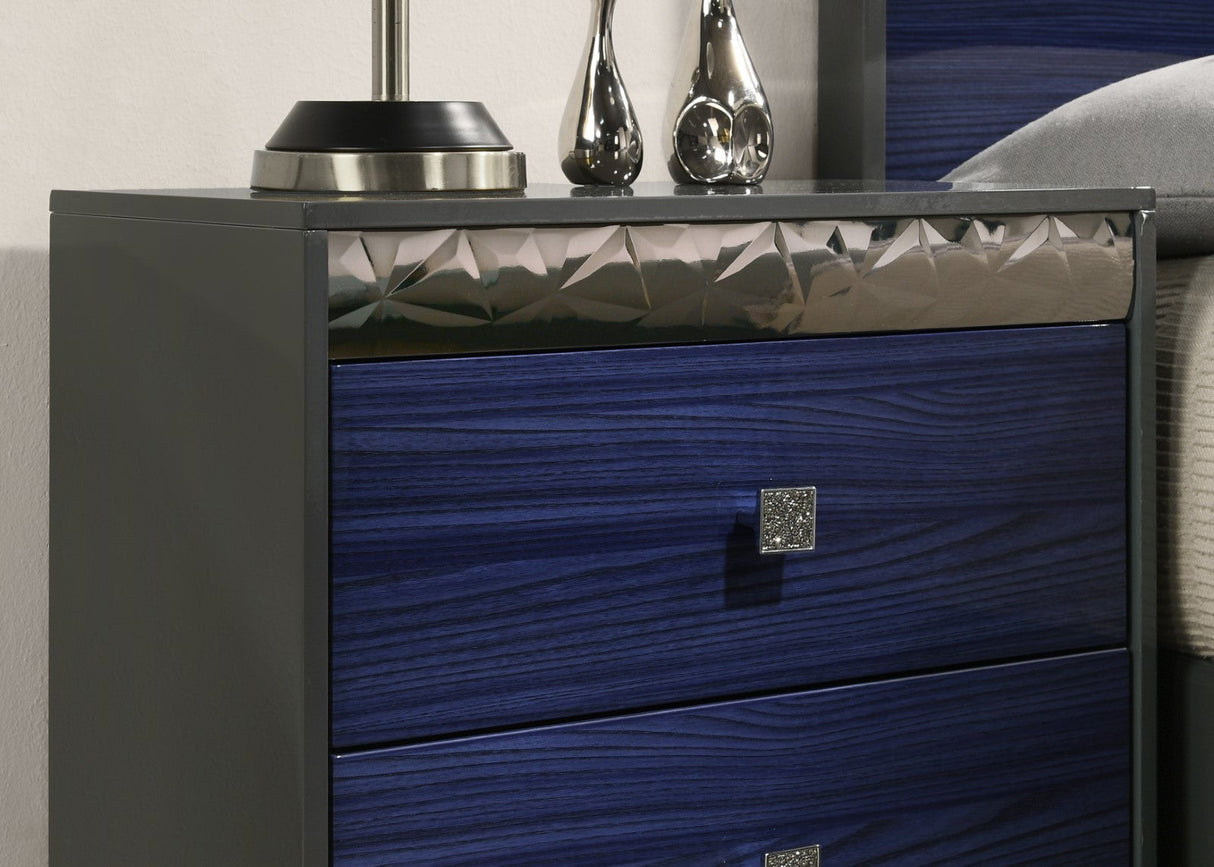 Morcote Ash Gray/Indigo Blue Glam Bedroom Set from Furniture of America - Luna Furniture