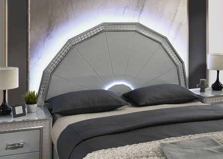 Cassiopeia Metallic Gray Arch Glam Queen Bed from Furniture of America - Luna Furniture
