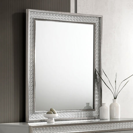 Cassiopeia Metallic Gray Rect Mirror (Mirror Only) from Furniture of America - Luna Furniture