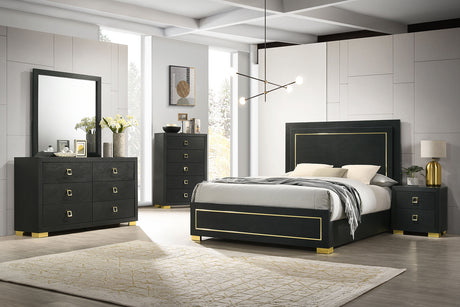 Latimer Black LED Queen Panel Bed from Furniture of America - Luna Furniture