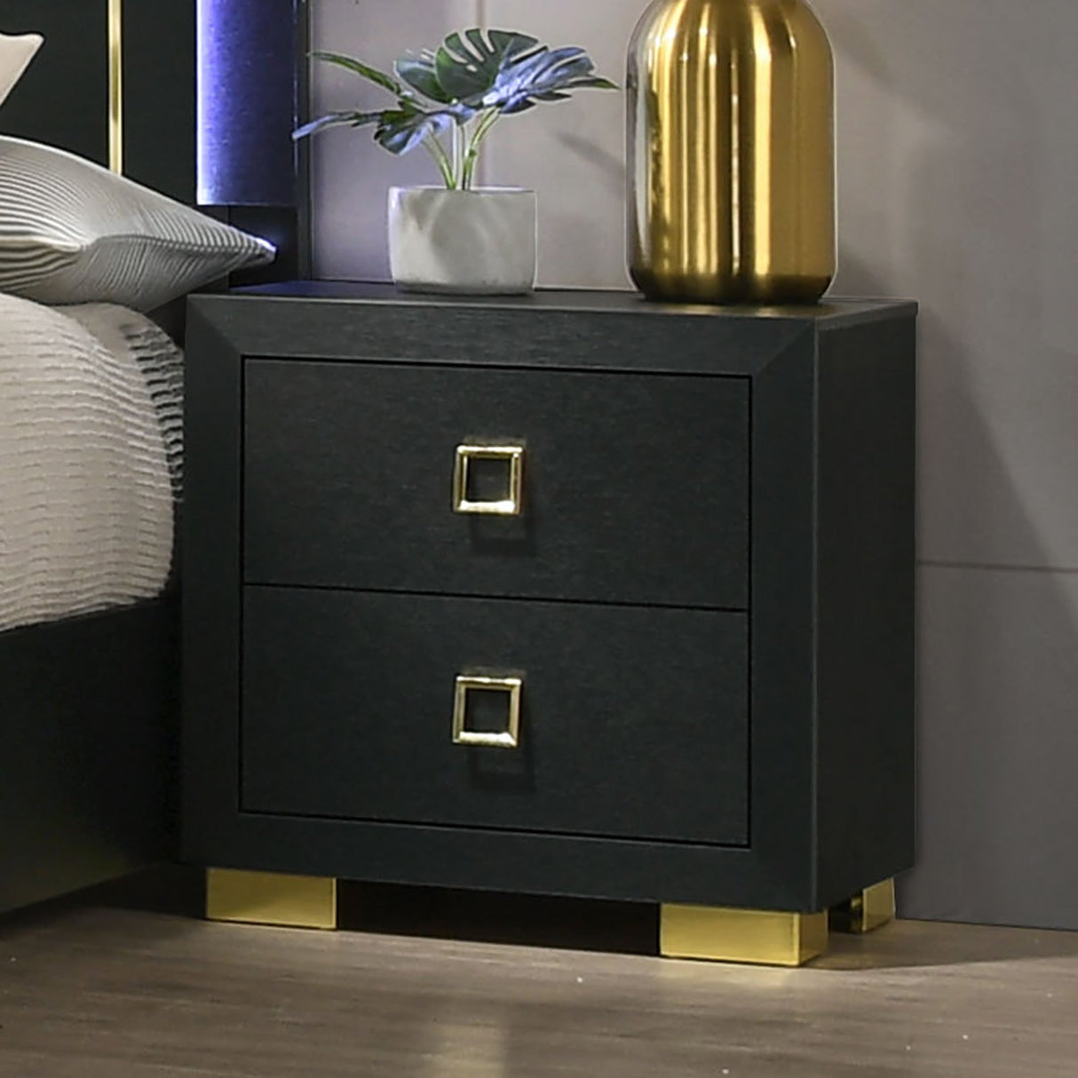 Latimer Black Contemporary Bedroom Set from Furniture of America - Luna Furniture