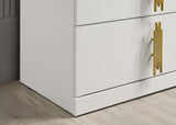 Basildon White/Gold, Dark Brown King Bed from Furniture of America - Luna Furniture