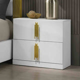 Basildon White/Gold Contemporary Bedroom Set from Furniture of America - Luna Furniture