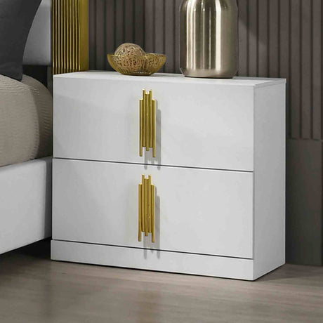 Basildon White/Gold Contemporary Bedroom Set from Furniture of America - Luna Furniture