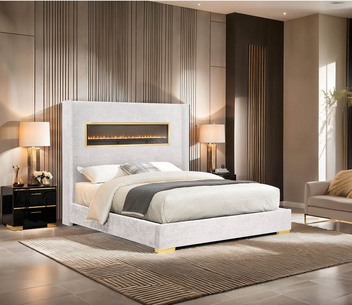 Danvers Beige Bed E.King from Furniture of America - Luna Furniture