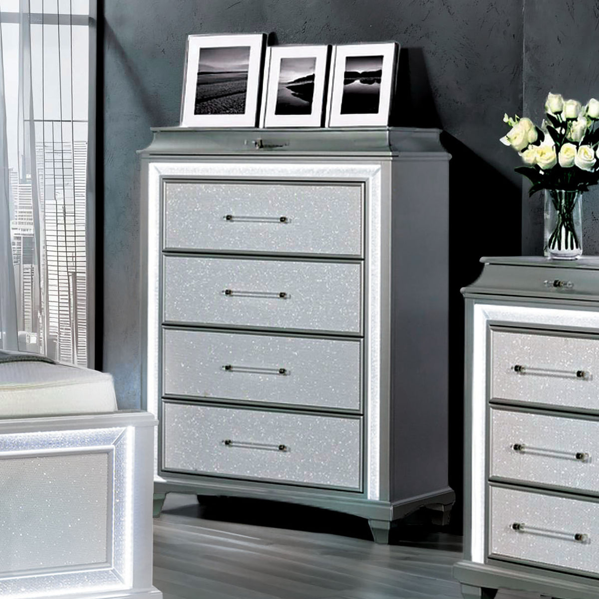 Galea Gray 5 Pc Queen Bedroom Set w/ Chest from Furniture of America - Luna Furniture