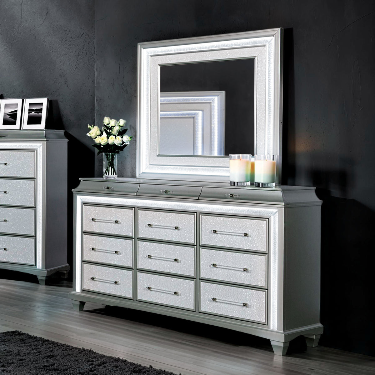 Galea Gray 5 Pc Queen Bedroom Set w/ Chest from Furniture of America - Luna Furniture
