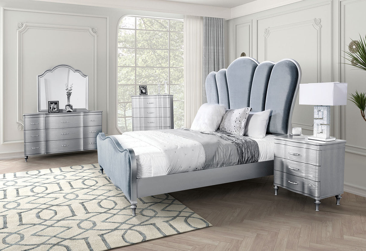 Melodi Parc Silver King Bed from Furniture of America - Luna Furniture