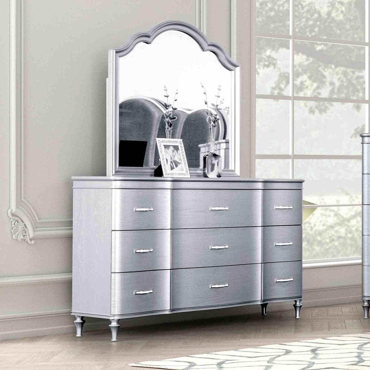 Melodi Parc Silver 5 Pc Queen Bedroom Set from Furniture of America - Luna Furniture