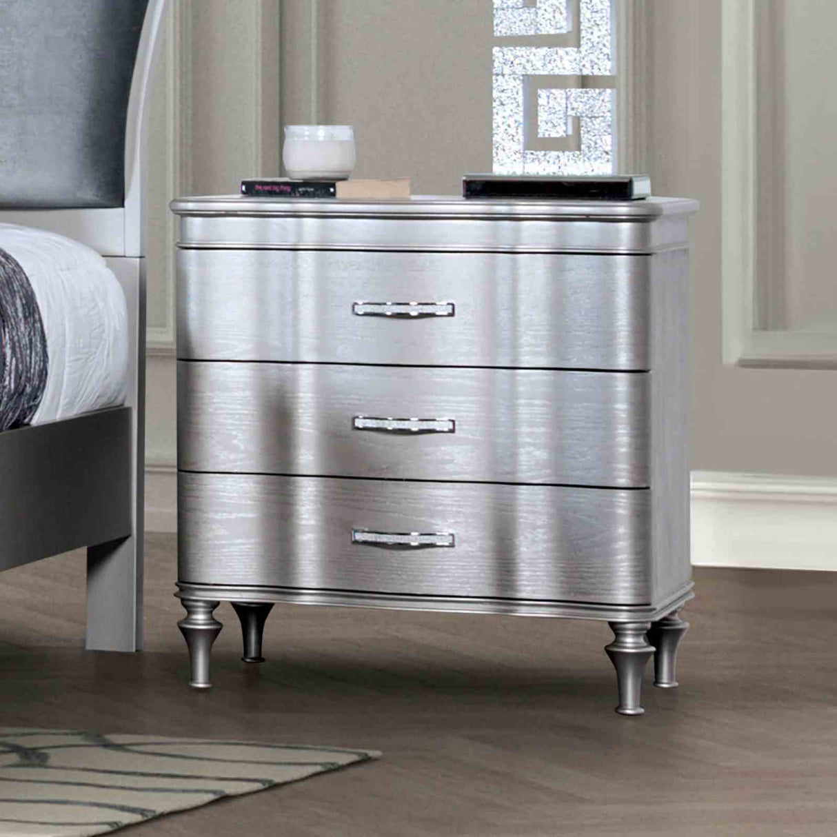 Melodi Parc Silver Glam Bedroom Set from Furniture of America - Luna Furniture
