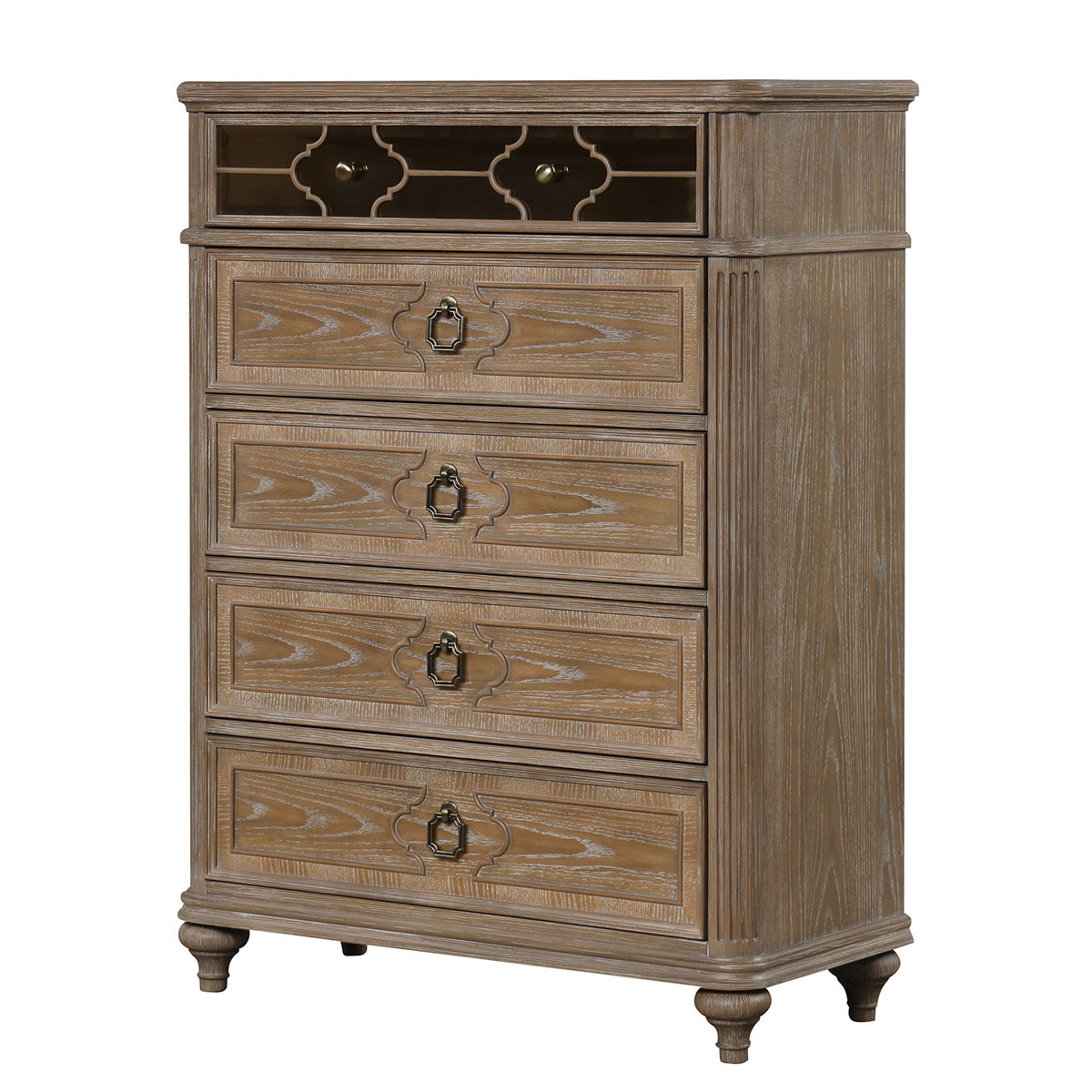 Lyris Rustic Oak 5 Pc Queen Bedroom Set from Furniture of America - Luna Furniture