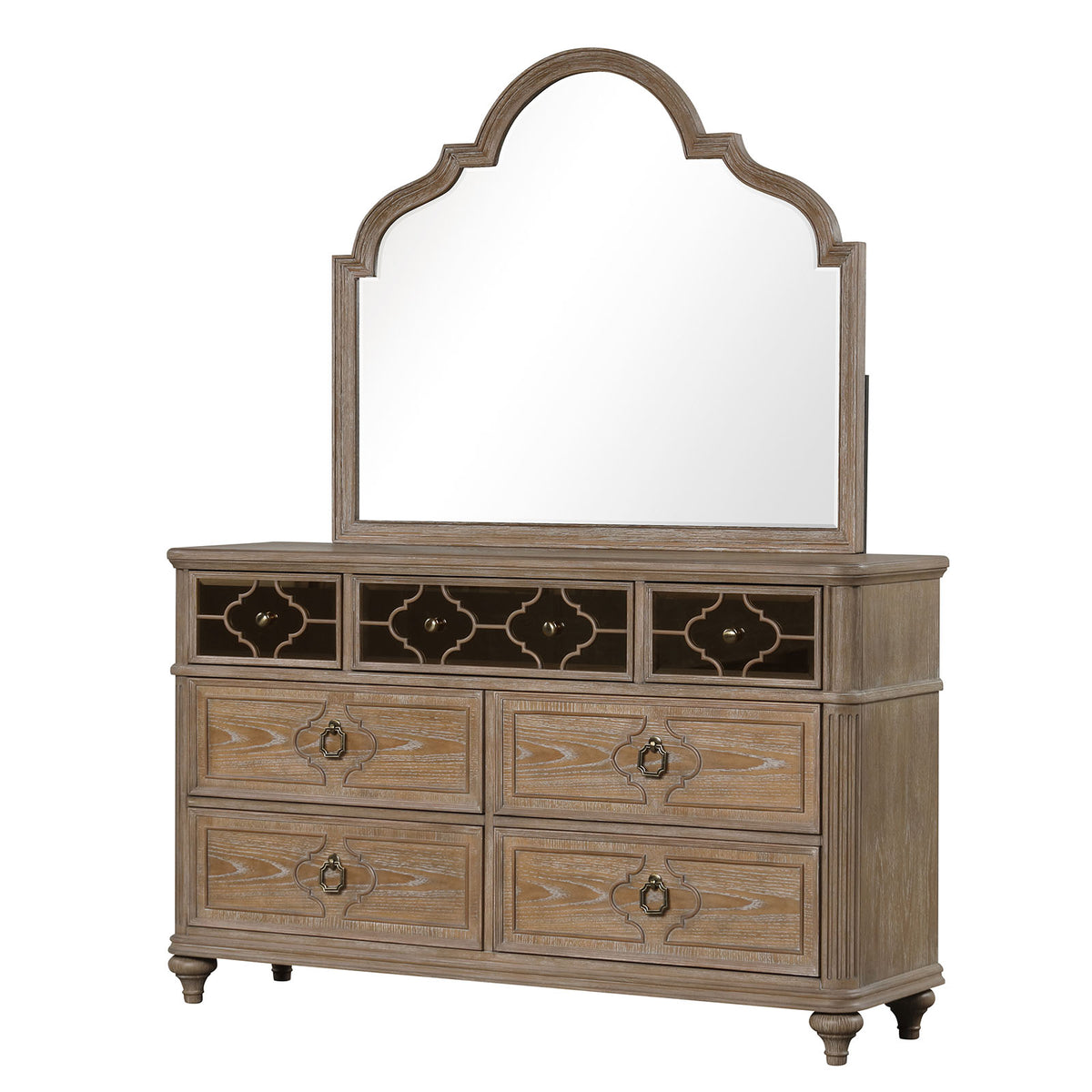 Lyris Rustic Oak 5 Pc Queen Bedroom Set from Furniture of America - Luna Furniture