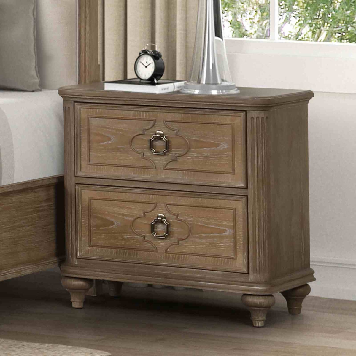 Lyris Rustic Oak 5 Pc Queen Bedroom Set from Furniture of America - Luna Furniture