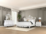 Valentini White/Tan King Wing Back Bed from Furniture of America - Luna Furniture