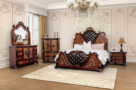 Aquilina Dark Cherry/Oak King Bed from Furniture of America - Luna Furniture