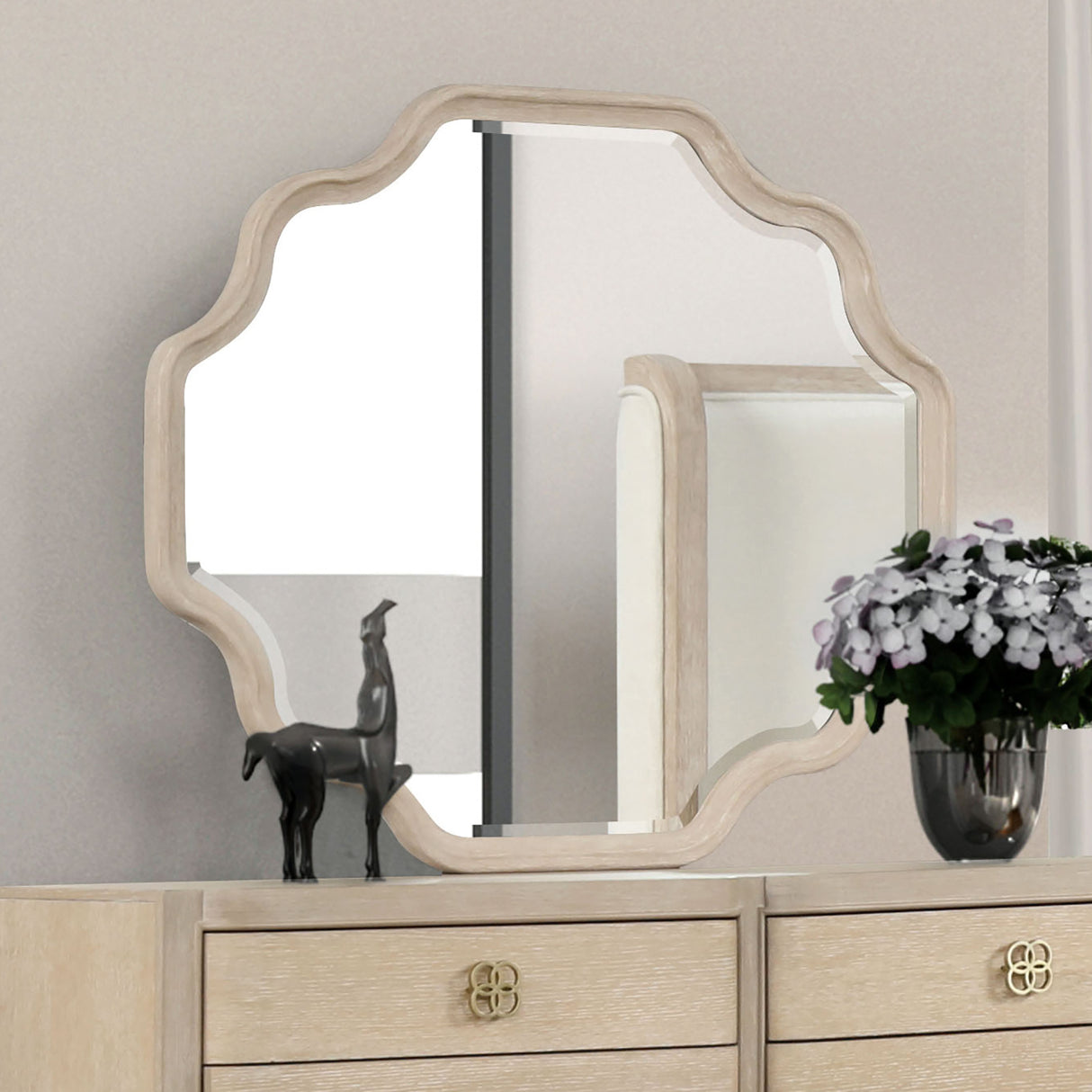 Candra Natural Oak Mirror (Mirror Only) from Furniture of America - Luna Furniture