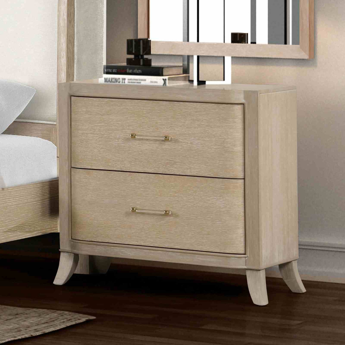 Candra Natural Oak 5 Pc Queen Bedroom Set from Furniture of America - Luna Furniture