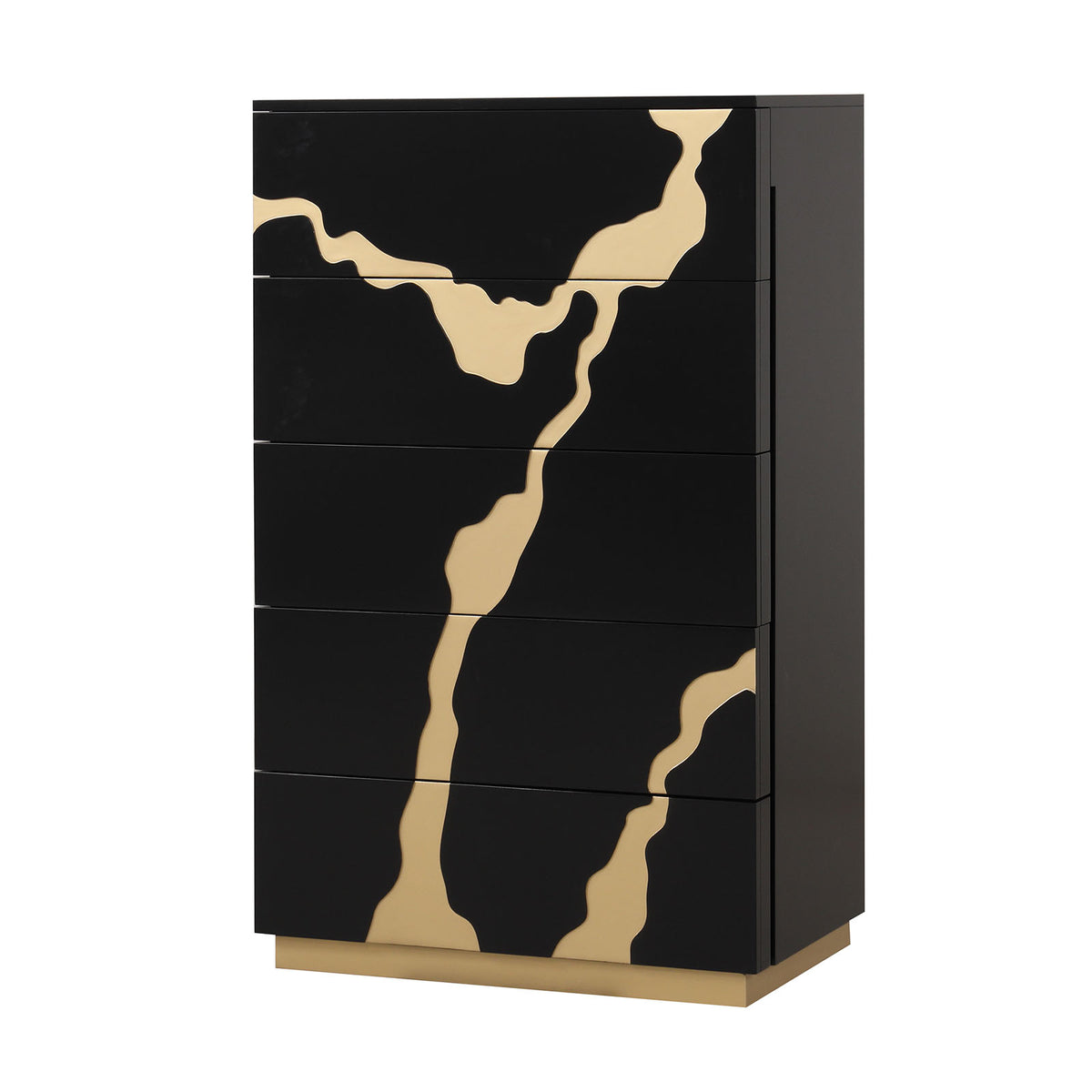 Goldsberg Black/Gold 5 Pc Queen Bedroom Set from Furniture of America - Luna Furniture